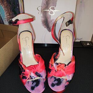 Jessica Simpson Tyssie Women's Printed Knot Front Platform Wedge Sandals Size 8